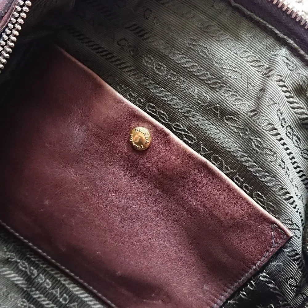 PRADA coffee brown calfskin leather Hobo Bag